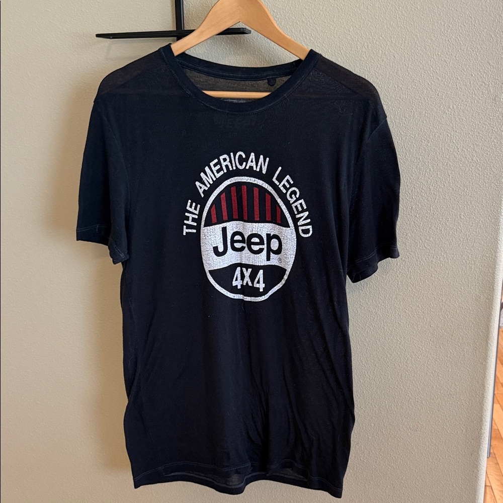 Lucky Brand Black Tee with White and Red Graphic